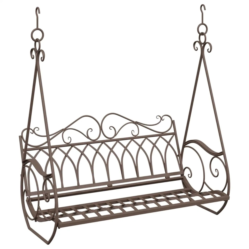 Panchina a Dondolo Acciaio 112 x 60 x 126,5 cm Marrone Antico CFW8356555