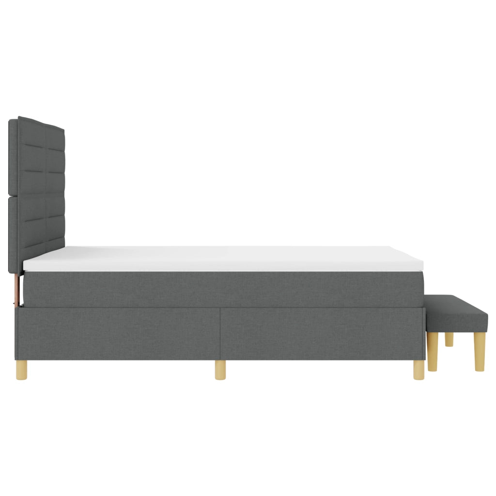 Letto Box Spring con Materasso e Panchina Grigio Scuro 140x190 cm Tessuto