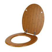 Sedile copriwater tavoletta universale linea bamboo mdf legno cerniere metallo *** tinta acero scuro, confezione 1