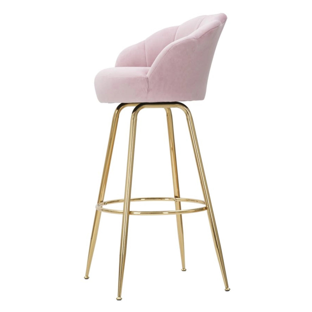 Sgabello da bar Vienna rosa e gold in velluto – H 110 cm