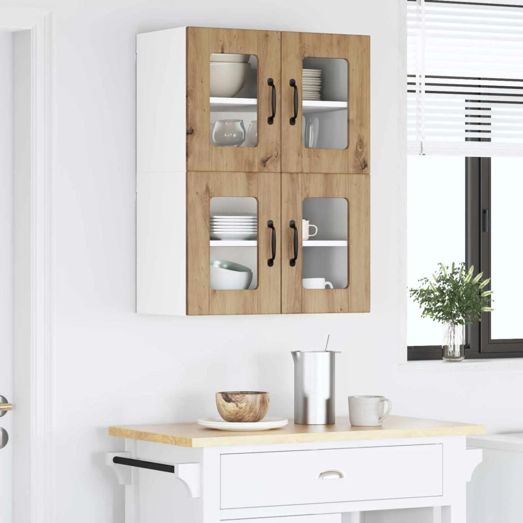 Pensile da cucina | Mobile in vetro da parete LUCCA 2 pz Rovere Artigianale