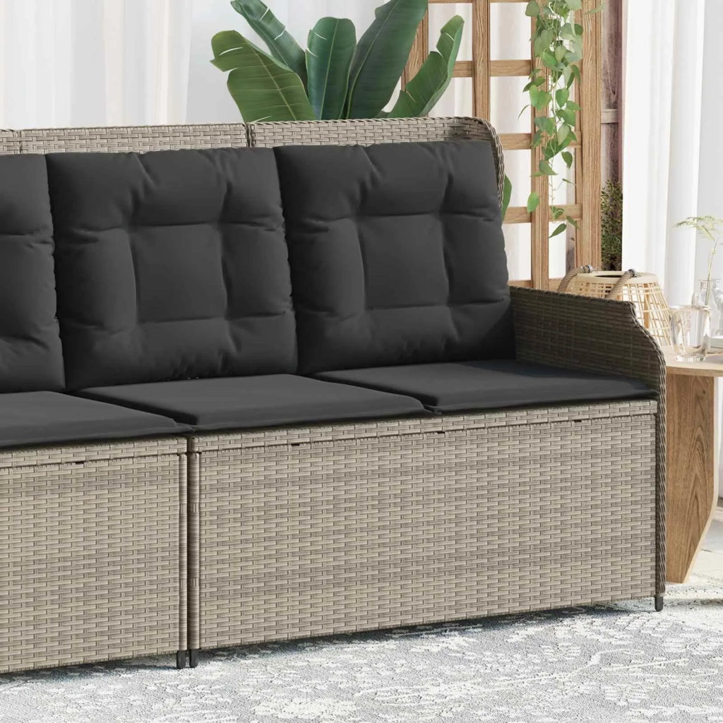 Panchina da giardino con cuscino Grigio chiaro polyrattan