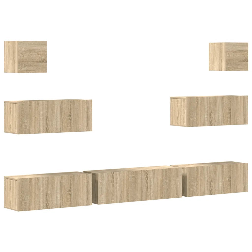 Set di Mobili Porta TV 7 pz Rovere Sonoma in Legno Multistrato cod mxl 11942