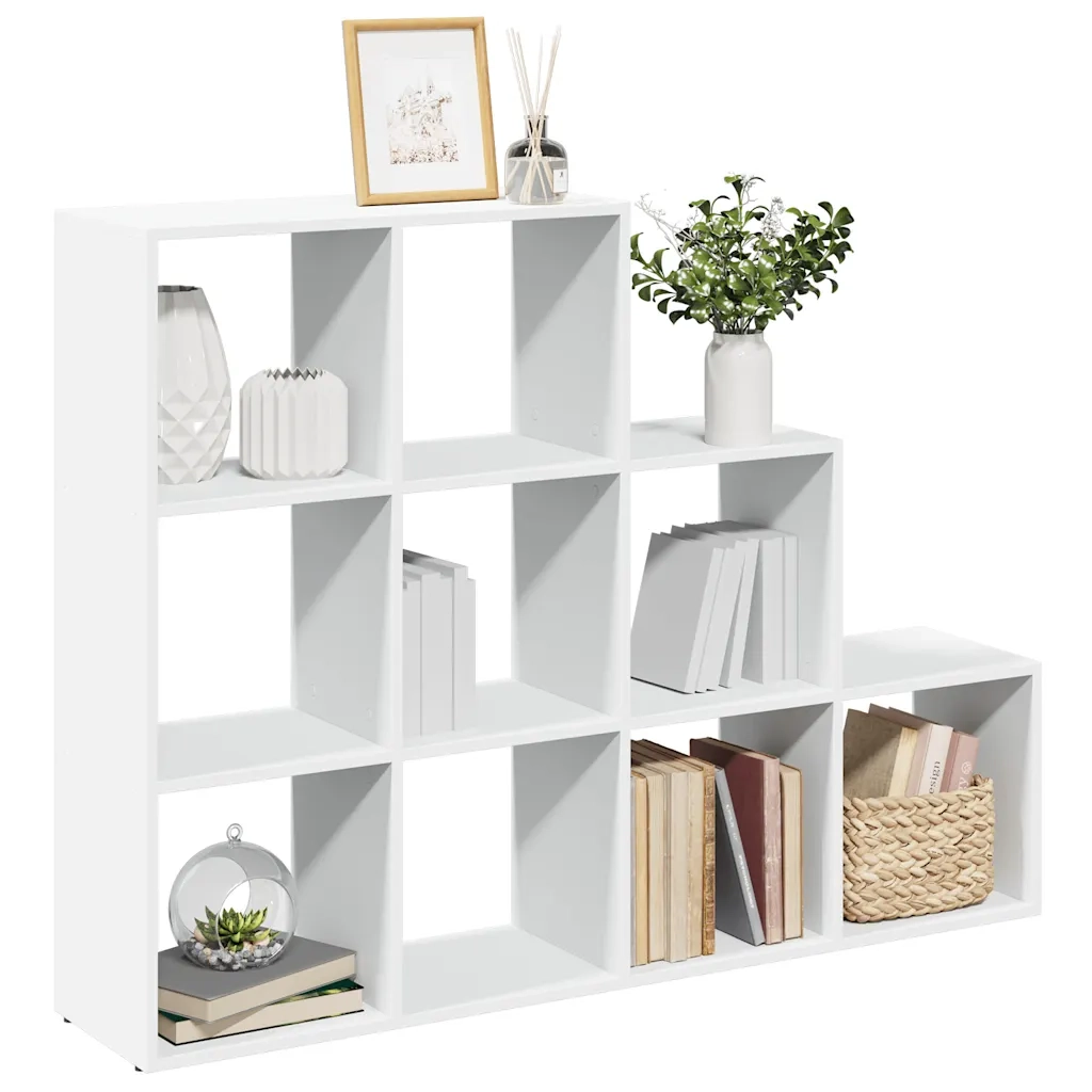 Libreria Divisorio 3 Ripiani-Scaffale per Libri-Mobile di Stoccaggio Bianca 137,5x29x103,5cm Truciolato