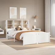 Letto Libreria senza Materasso-Struttura Letto con contenitore Bianco 140x200 cm Legno di Pino 267390