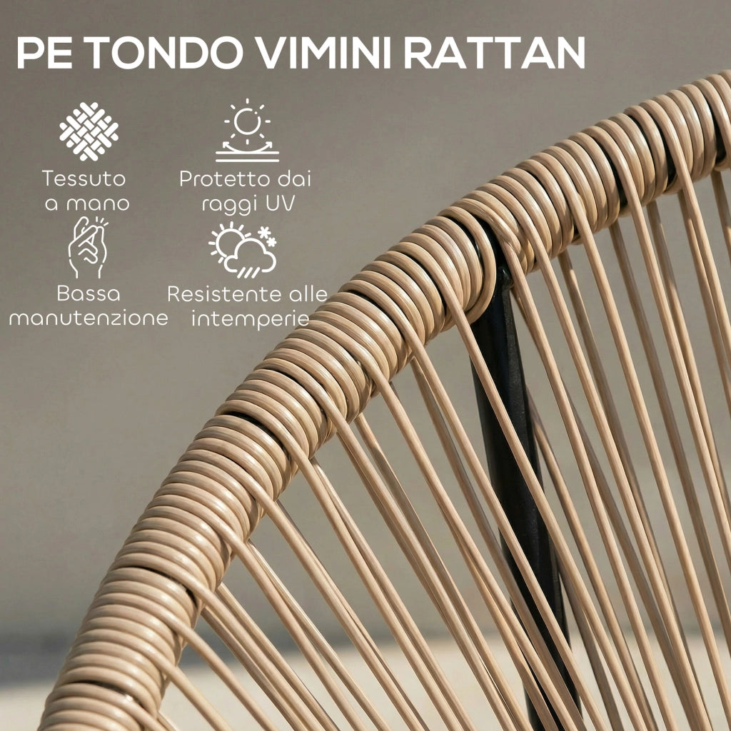 Set 2 Sedie Acapulco in Rattan ¨C Zephmum ¨C Legno, Acciaio, 72x68x81 cm