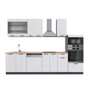 Cucina componibile Fame-Line Bianco rustico/Antracite 300 cm con armadio alto, PL Rovere Vicco