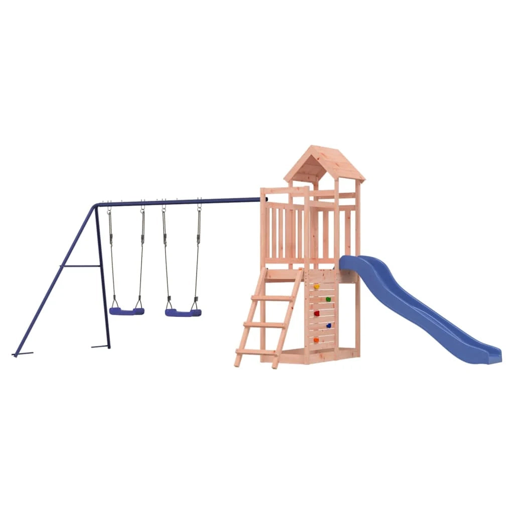 Area giochi all'aperto con struttura per arrampicata altalene scivolo e robuste strutture per arrampicata  attrezzatura da gioco da giardino 505 x 186 x 214 cm legno massello di abete Douglas 02_0004723
