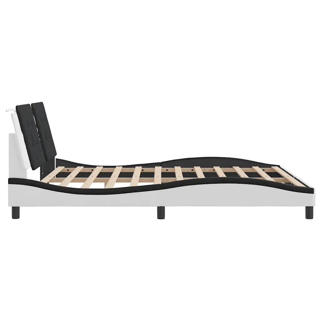 Giroletto senza Materasso Zadar Bianco e Nero 180x200 cm in Similpelle 3208204