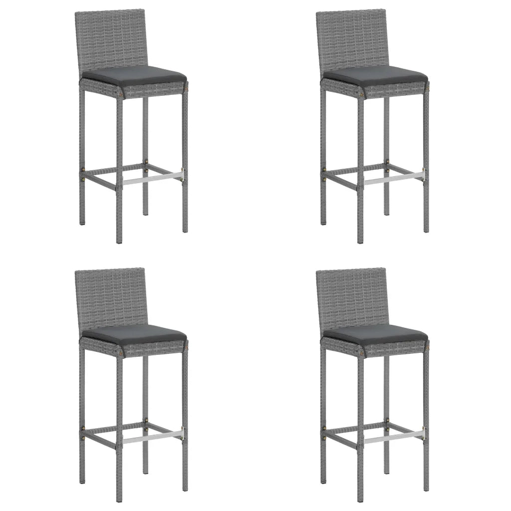 Set Bar da Giardino 5 pz con Cuscini in Polyrattan Grigio 3187626