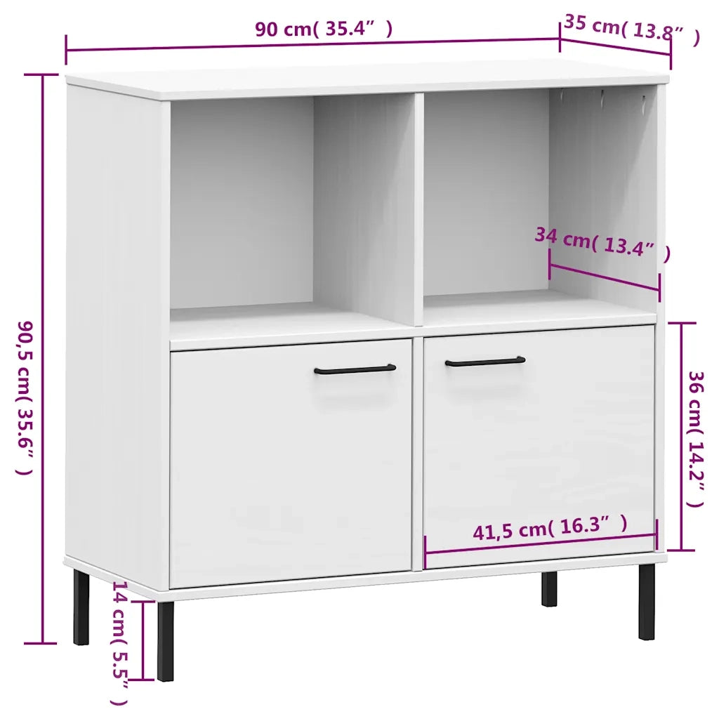 Libreria Gambe Metallo Bianco 90x35x90,5 cm Legno Massello OSLO cod mxl 18243