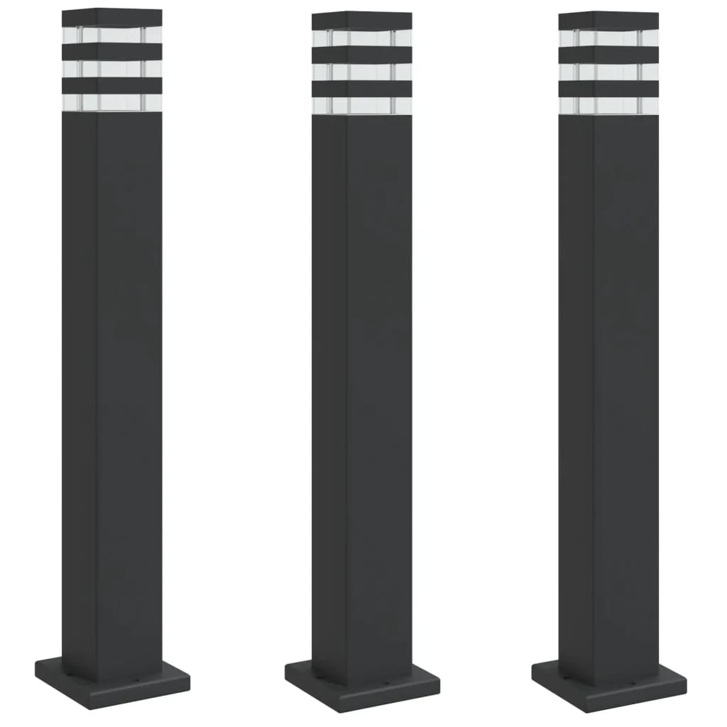 Lampade da terra per esterni 3 pezzi 80 cm alluminio nero 02_0042554