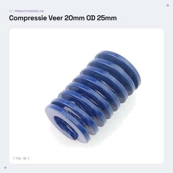 Compressore a 20mm OD - Acciaio Veerstaal - Leggero - 25mm di Lunghezza - Duraturo - Flessibile - Veerspring