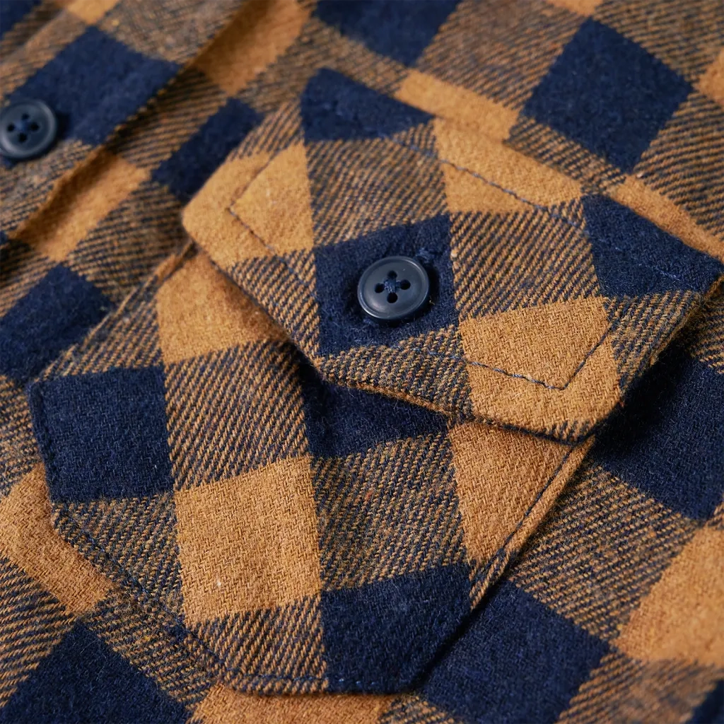 Camicia a Quadri da Bambino Cognac e Blu 116