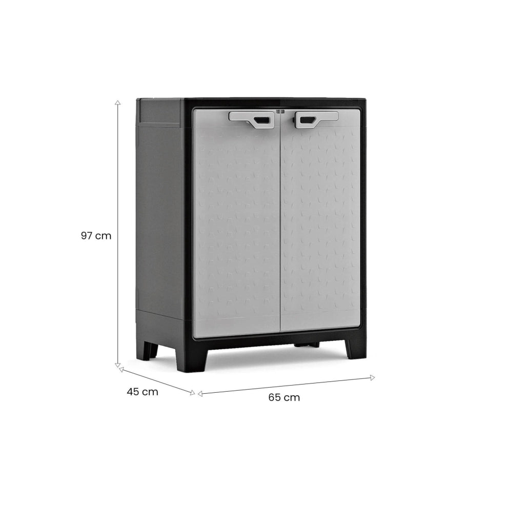 Armadio da esterno Oshawa, Mobile outdoor, Mobiletto giardino multiuso, Contenitore per balcone o garage, Made in Italy, 80x44 h100 cm, Grigio