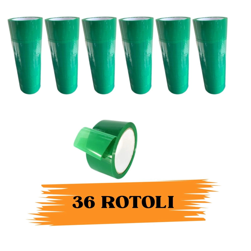 EcoPrice® Nastro Adesivo Imballaggio Colorato Green 48mmx66m 36 Rotoli Scotch