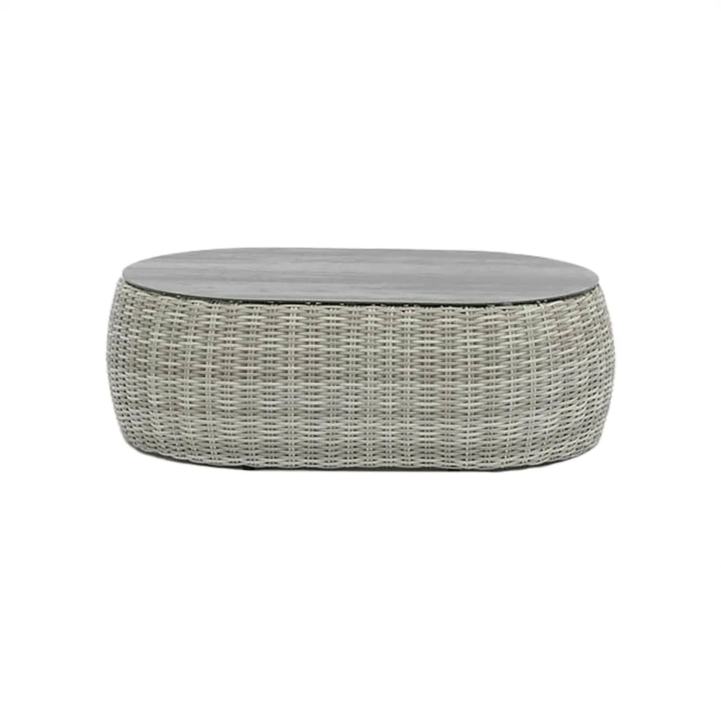 Set 4 Pezzi Salotto da Giardino 4 Posti Santorini con Divano 2 Poltrone e Tavolino in Polyrattan Grigio