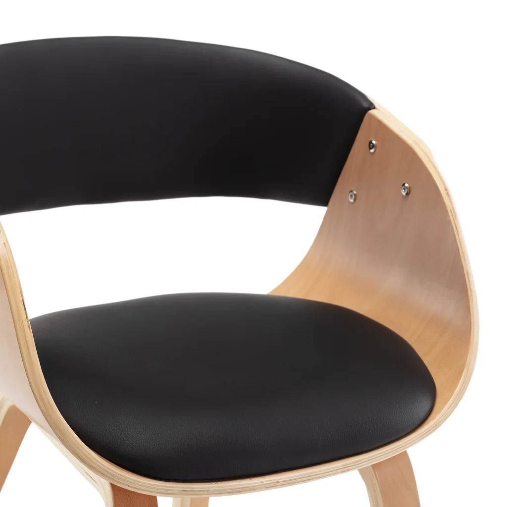 Sedia da Pranzo Nera in Legno Piegato e Similpelle 283113