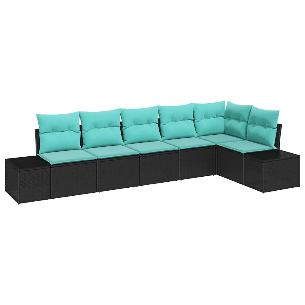 Set Divano da Giardino 6 pz Nero polyrattan 3347086