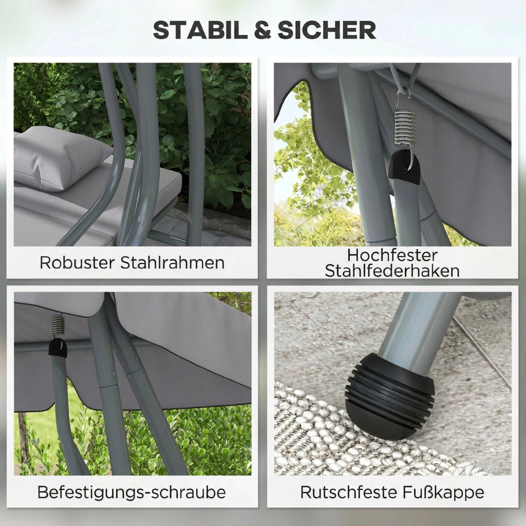 2-in-1 Tetto Inclinabile Multifunzione Alta Resistenza Carico 340kg 200×120×164cm Grigio