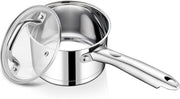 Padella in acciaio inossidabile da 14cm - con coperchio in vetro - 0,9L - per induzione