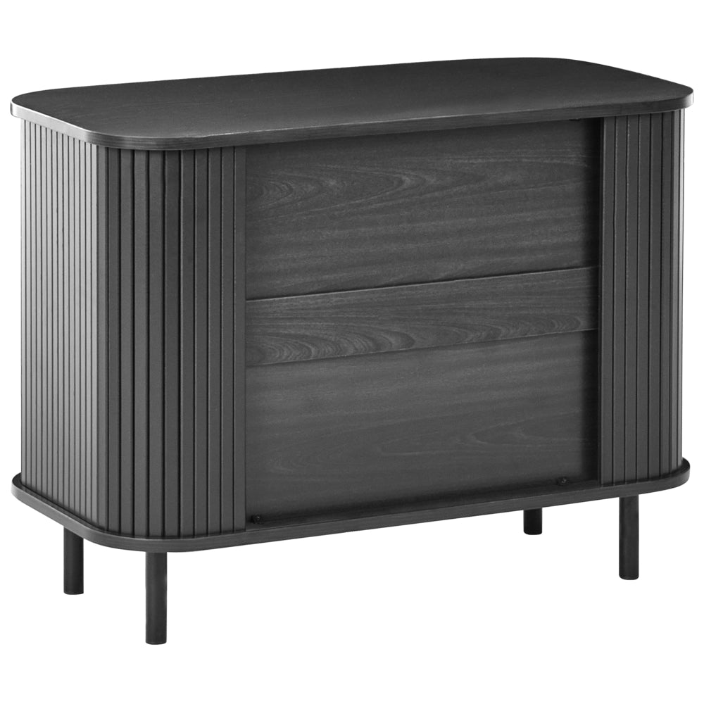 Credenza retrò ad ante scorrevoli MDF Gambe in metallo Legno scuro camera da letto soggiorno
