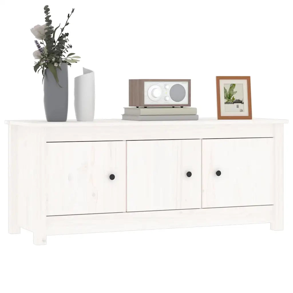 Scarpiera Bianca 110x38x45,5 cm in Legno Massello di Pino 814600