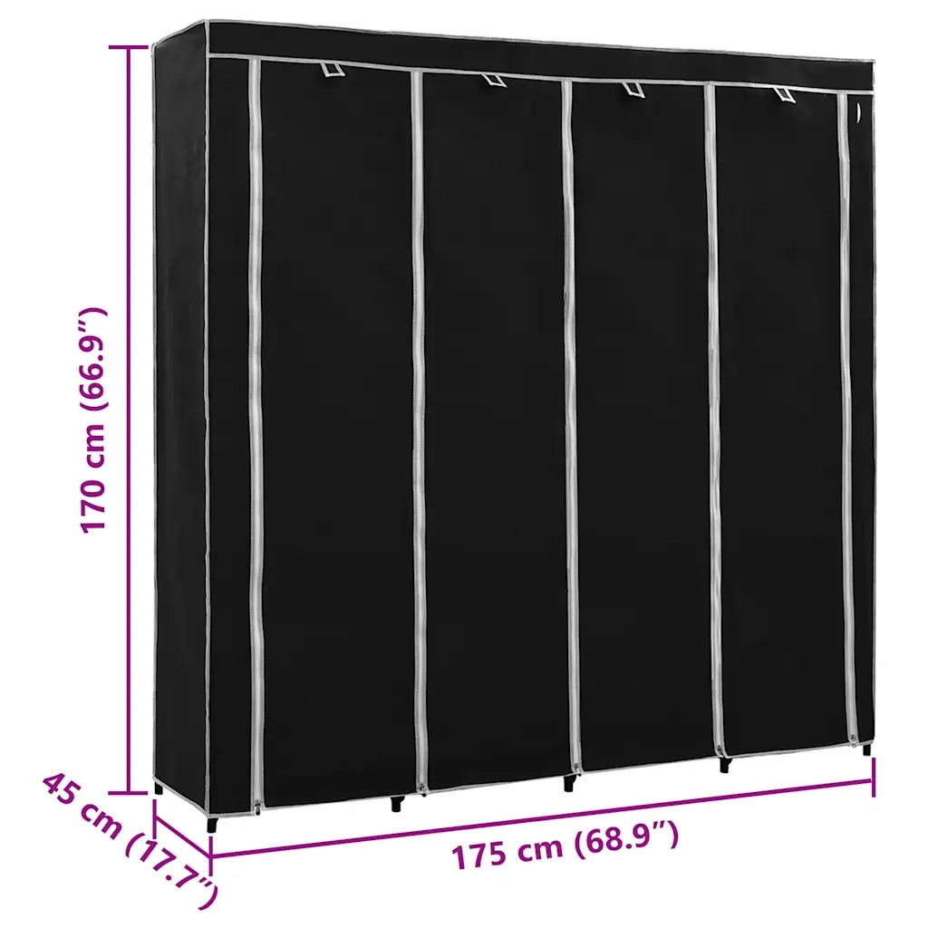 Guardaroba con 4 Scomparti Nero 175x45x170 cm 282445