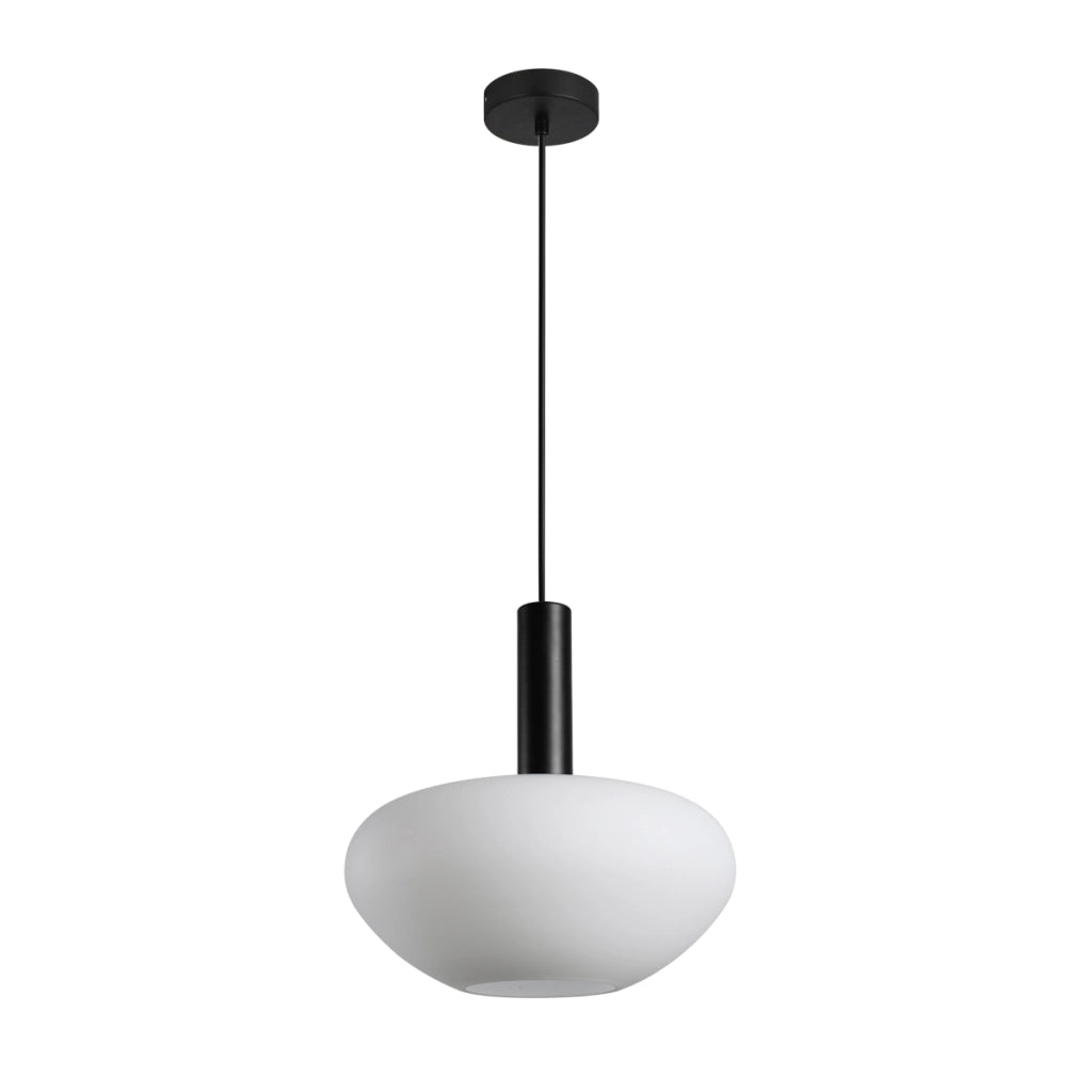 Sospensione moderna nera vetro opale E27 40W Gater Italux