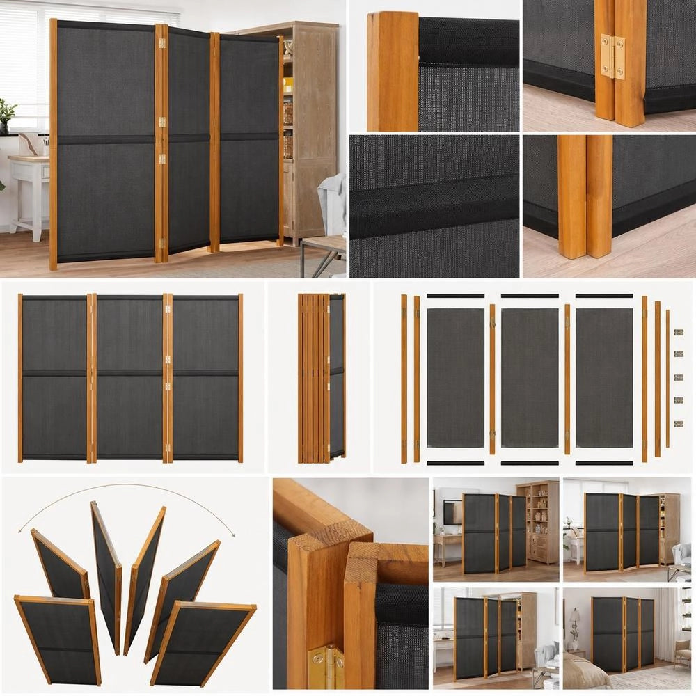 3-piece Room Divider, Black, 210x180 Cm