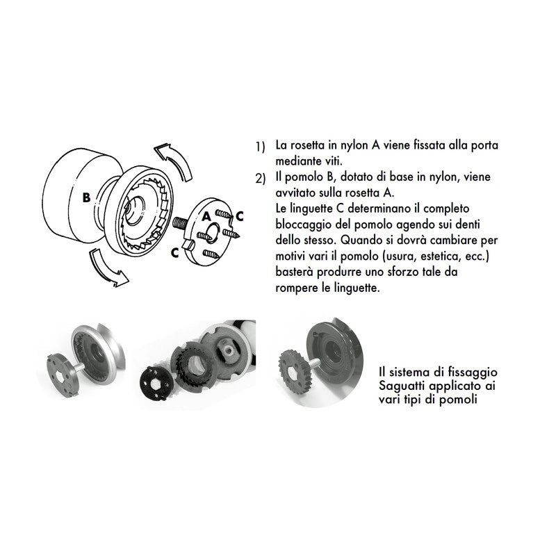 Pomolo fisso per porta SAGUATTI 866/80UB in alluminio marrone lucido