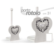Trade Shop - Porta Rotolo Cucina Decoro Cuore 31 Cm Carta Tavola In Legno Shabby Chic 662270 -