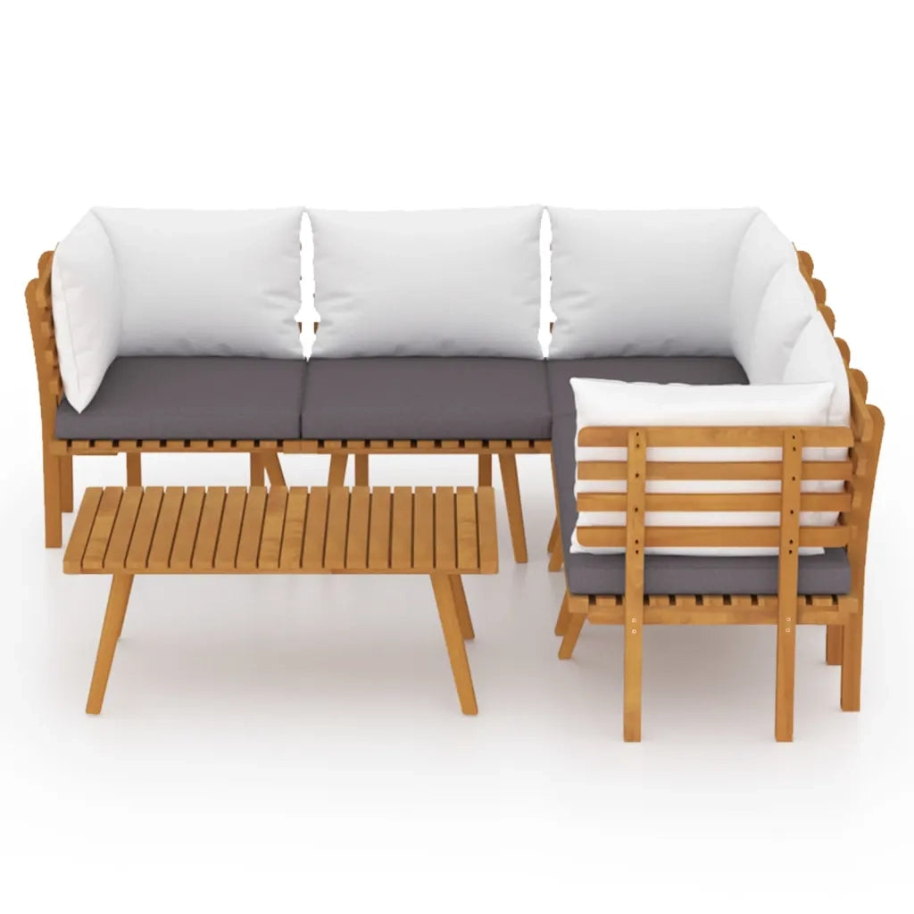 Set Divani da Giardino 6 pz con Cuscini in Massello di Acacia 3087027