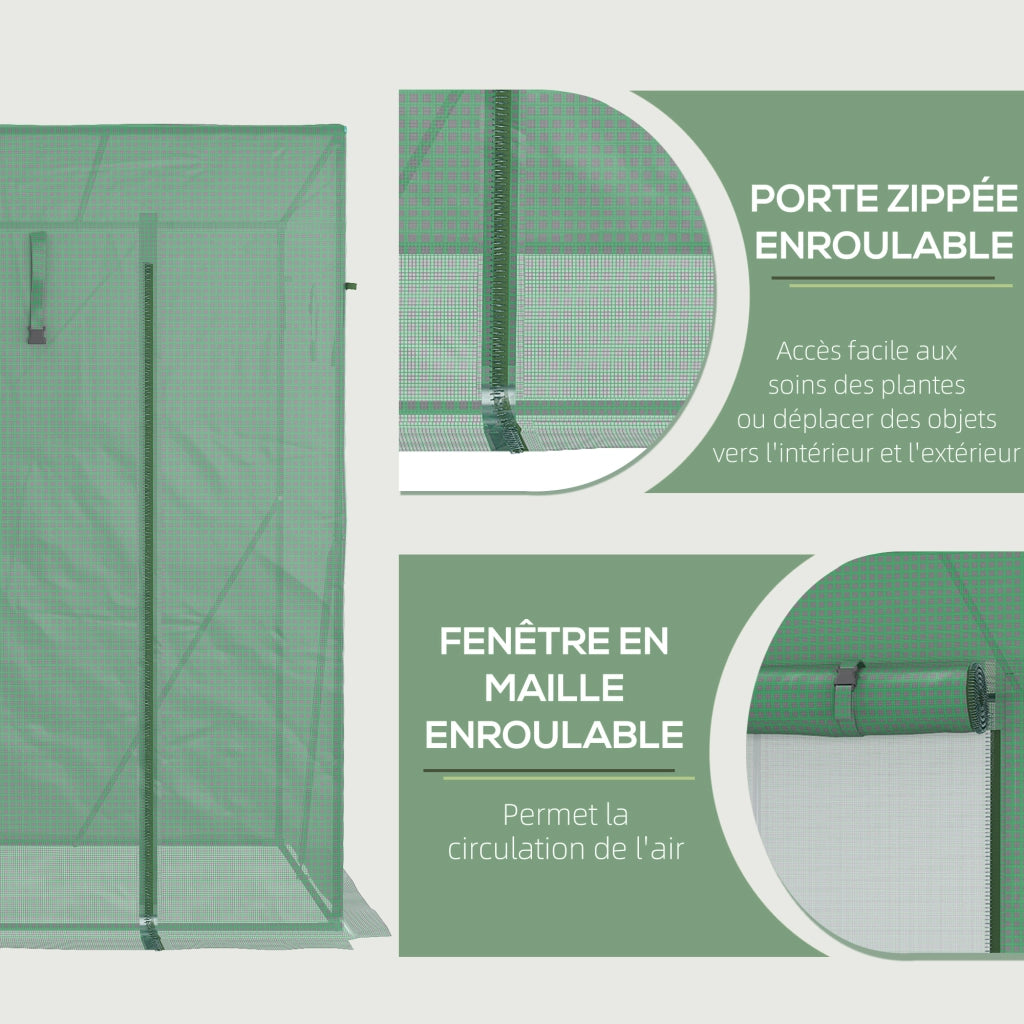 Serra da Giardino con 2 Finestre e Zanzariere ¨C Zephmum ¨C Verde, Acciaio e PE, 200x77x169 cm