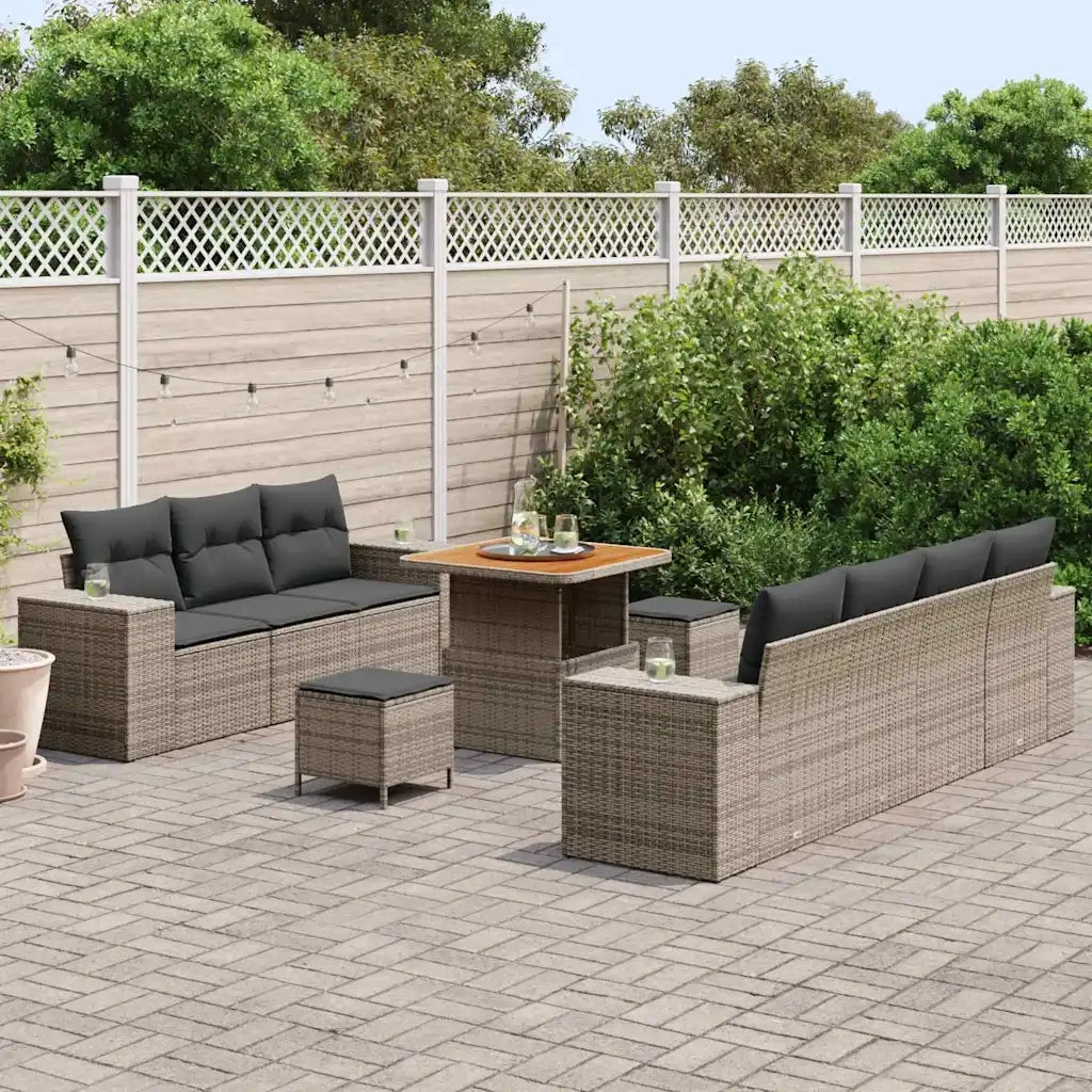 Set Divano da Giardino 10 pcs Grigio Rattan in Polipropilene 3363918