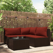 Set Mobili da Giardino 4 pz con Cuscini in Polyrattan Marronecod mxl 130067