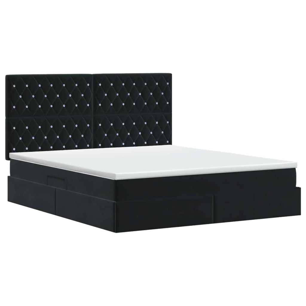 Letto con contenitore e materasso Nero 160 x 200 cm Velluto 3459641