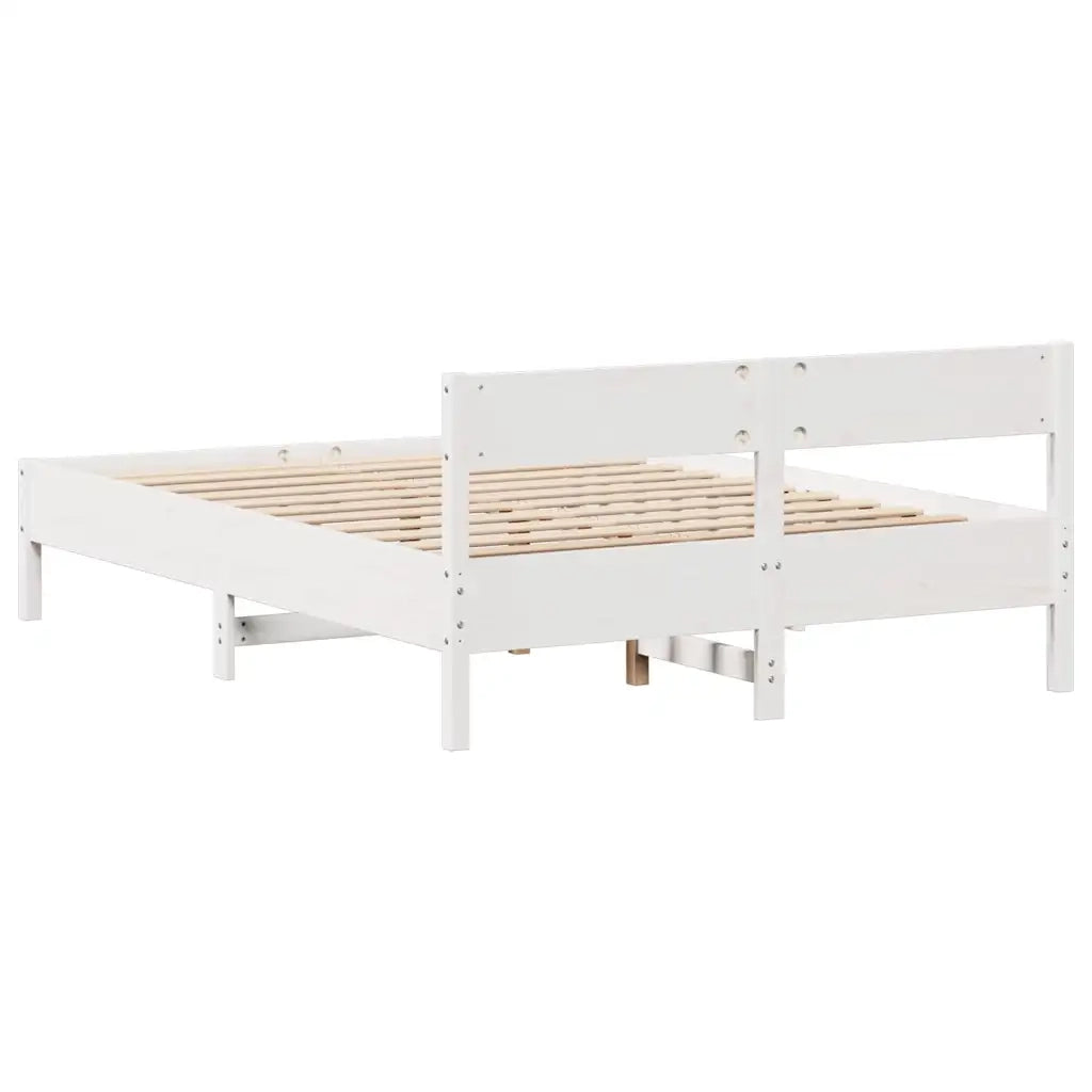 Letto senza Materasso Bianco 140x190 cm Legno Massello di Pino 3301762