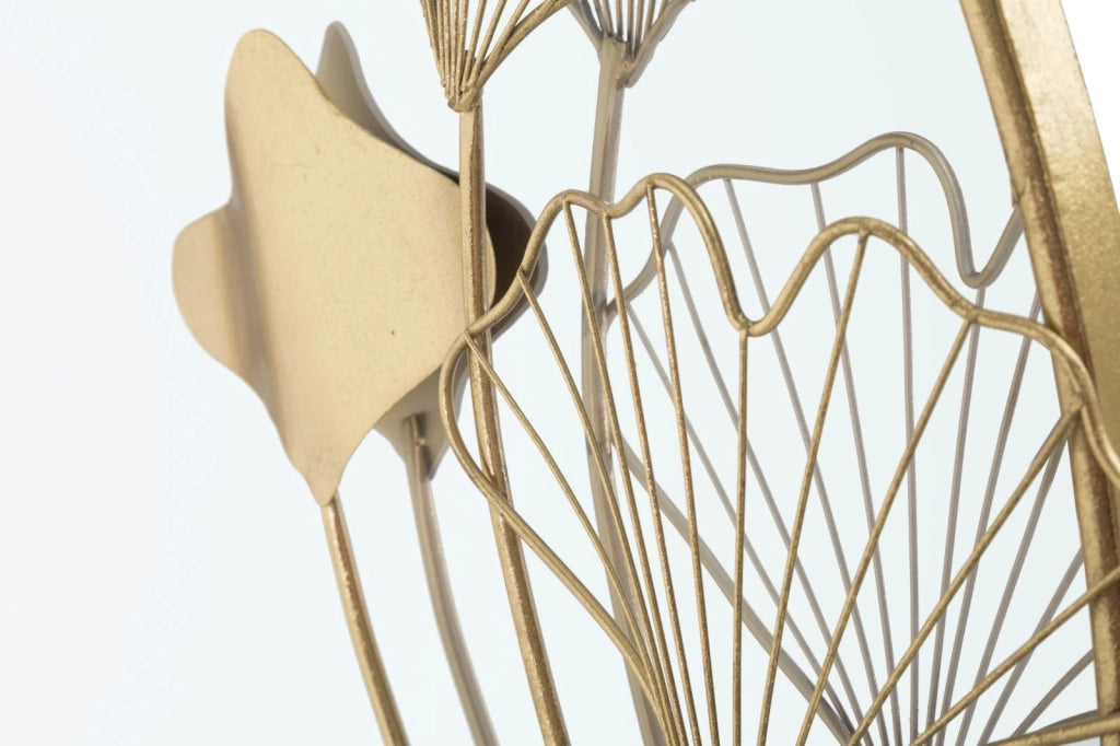 Specchio With Flower 75x3,5x72 cm in Ferro e MDF Oro