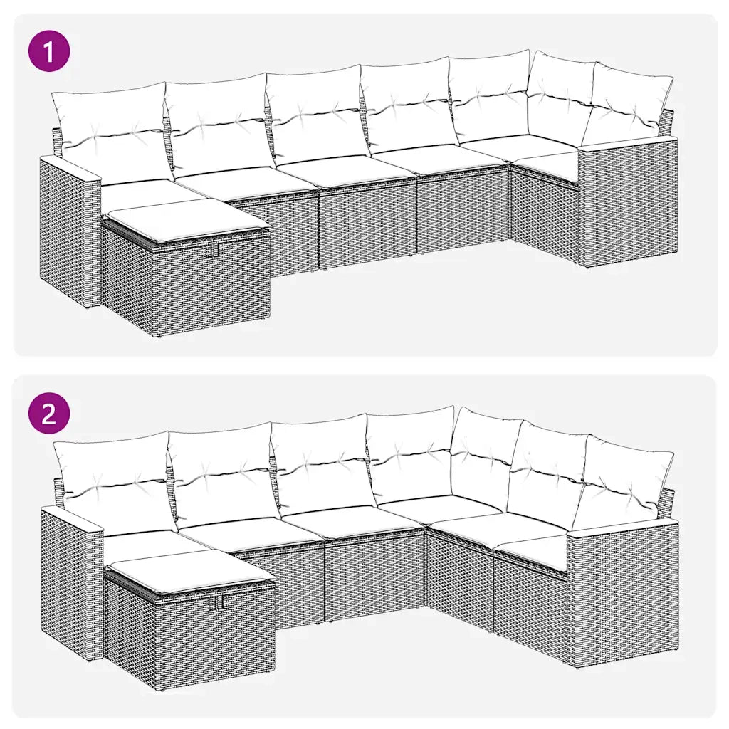 Set Divani da Giardino con Cuscini 7pz Nero Polyrattan 3325928