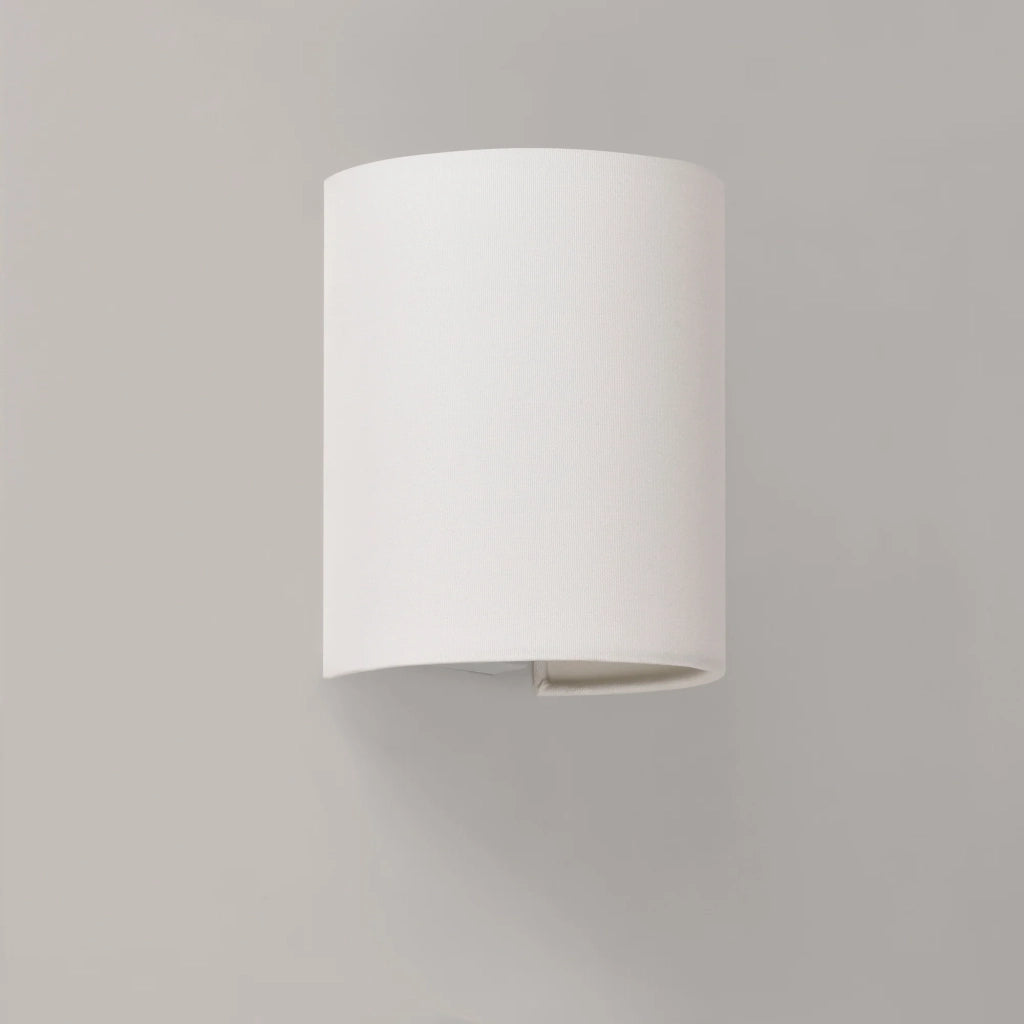 Lampada da parete semicircolare applique da interno attacco E27 paralume in lino 20 cm bianco 03_0002529