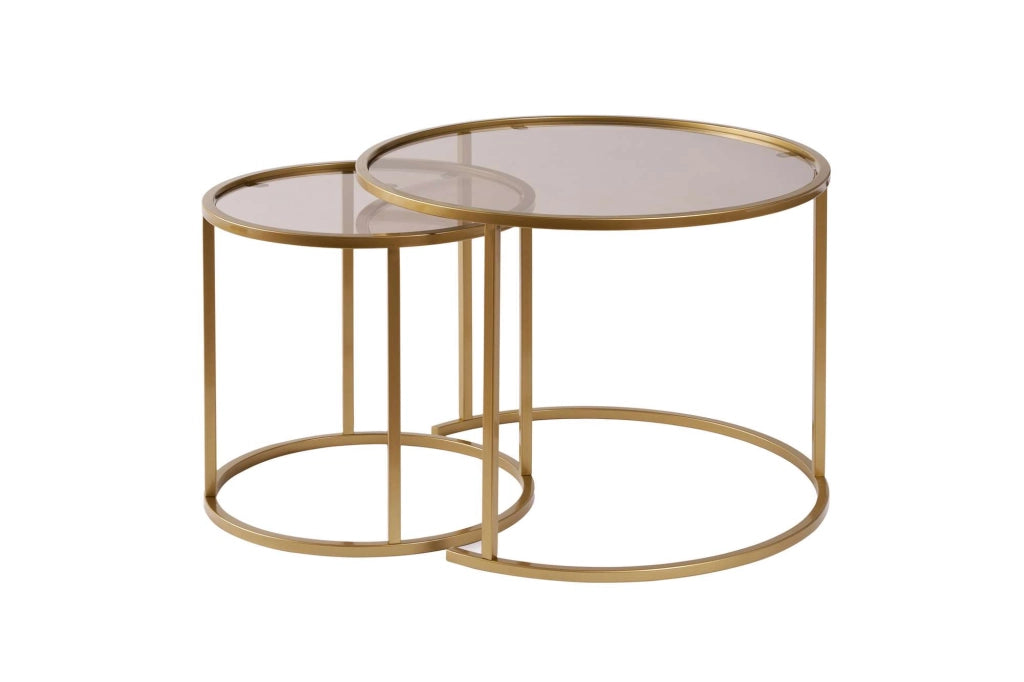 Set di tavolini in metallo "Aurum" - 42 x 42 x 39 cm - Oro Bronzo