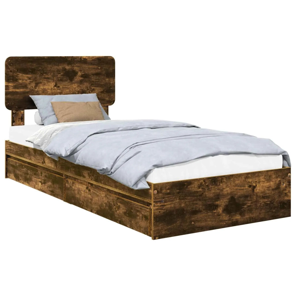 Letto con Contenitore Rovere fumé 75 x 190 cm Legno multistrato