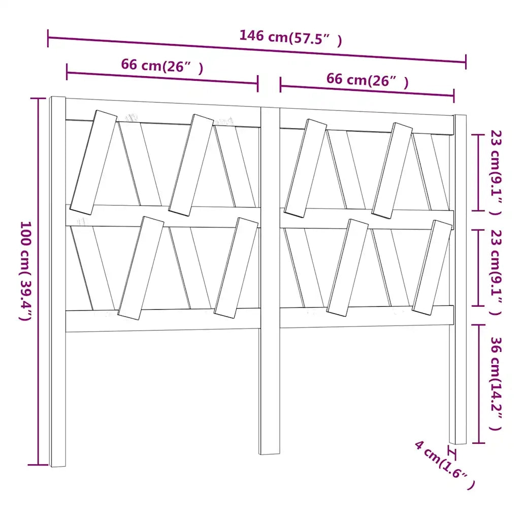 Testiera per Letto-Testata-Testiera Decorativa Grigia 146x4x100cm in Legno Massello di Pino 603689