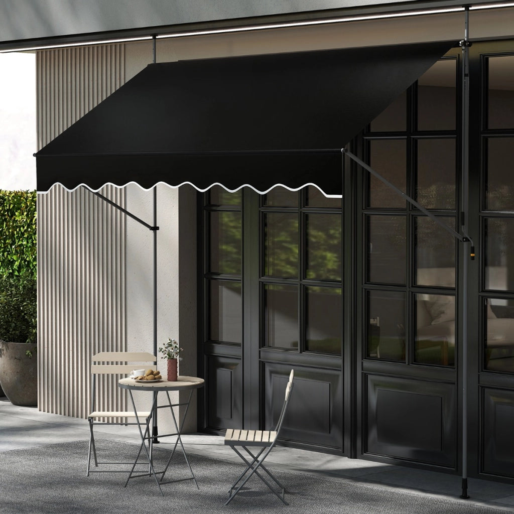 Tenda da sole regolabile per esterni senza foratura con manovella, Tenda da sole e giardino 300 x 210-300 cm Nero-Tende parasole