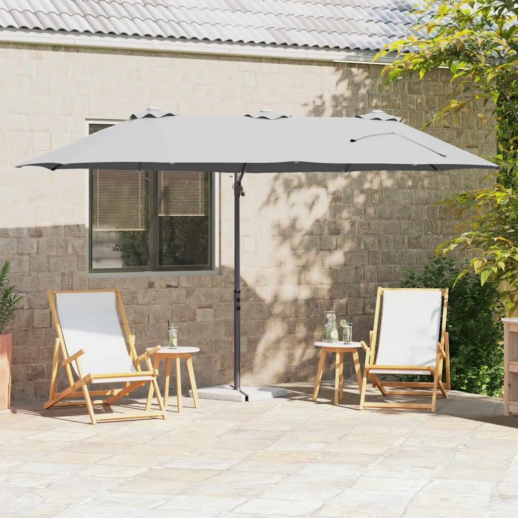 Ombrellone-Ombrello da giardino balcone Sabbia 372 x 198 x 243 cm Poliestere e Alluminio