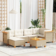Set Divani da Giardino 7 pz con Cuscini Beige in Polyrattan 3261919
