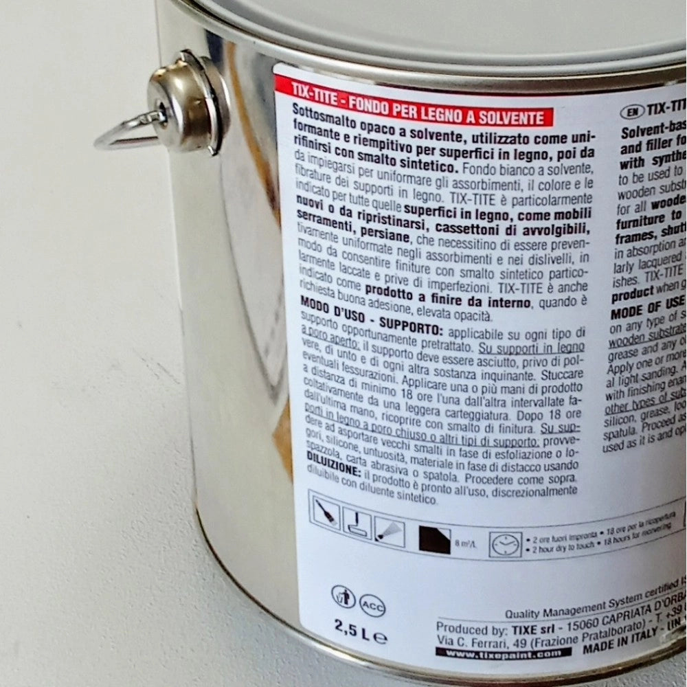 Tixe tix-tite 2,5lt fondo primer bianco opaco per muro e legno base solvente