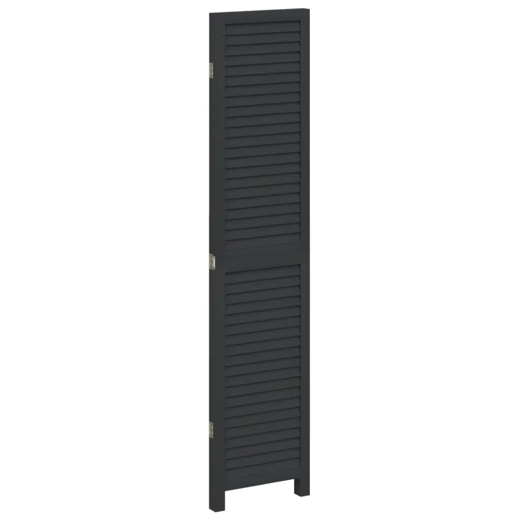 Divisorio Ambienti 3 Pannelli Nero Legno Massello di Paulownia 358846