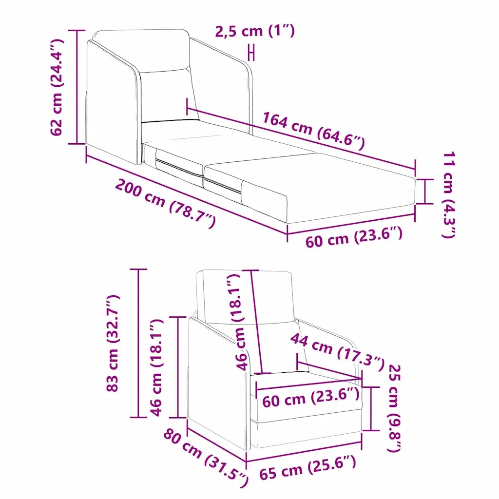 Divano letto | Sof¨¤ letto | Letto singolo Nero 65 x 80 x 83 cm Tessuto